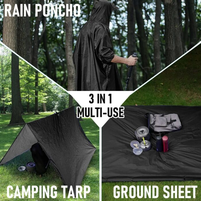 פונצ'ו מעיל גשם חסין מים 3 ב-1 המשמש גם בתור אוהל או מחצלת