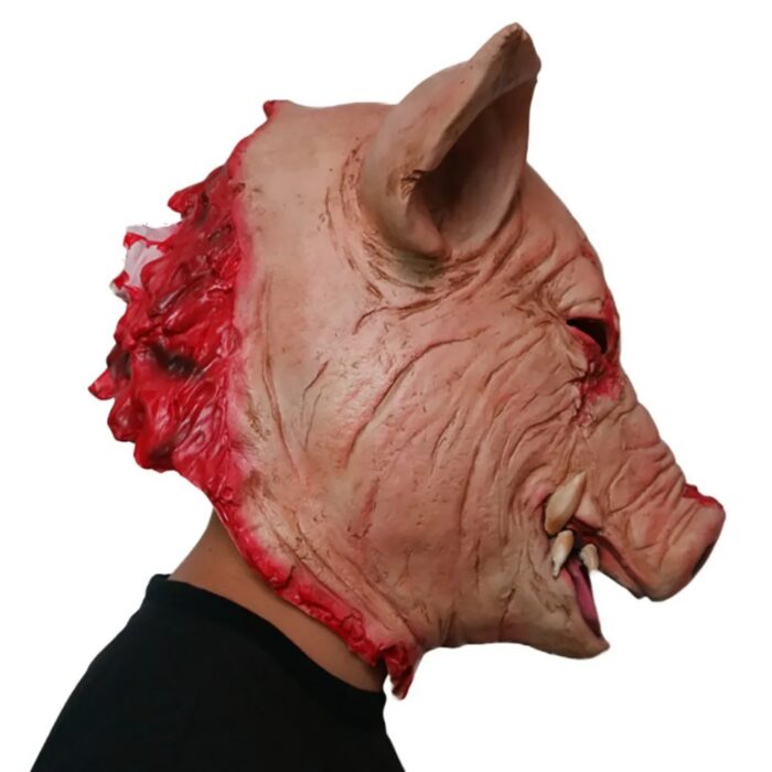 מסכה מלאה לראש בעיצוב חזיר מפחיד מדמם מלטקס איכותי