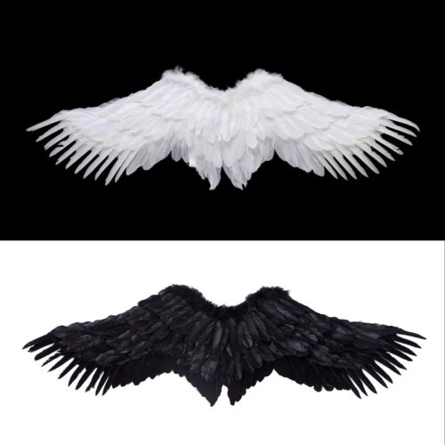כנפיים בצבע שחור או לבן לתחפושת שטן או מלאך