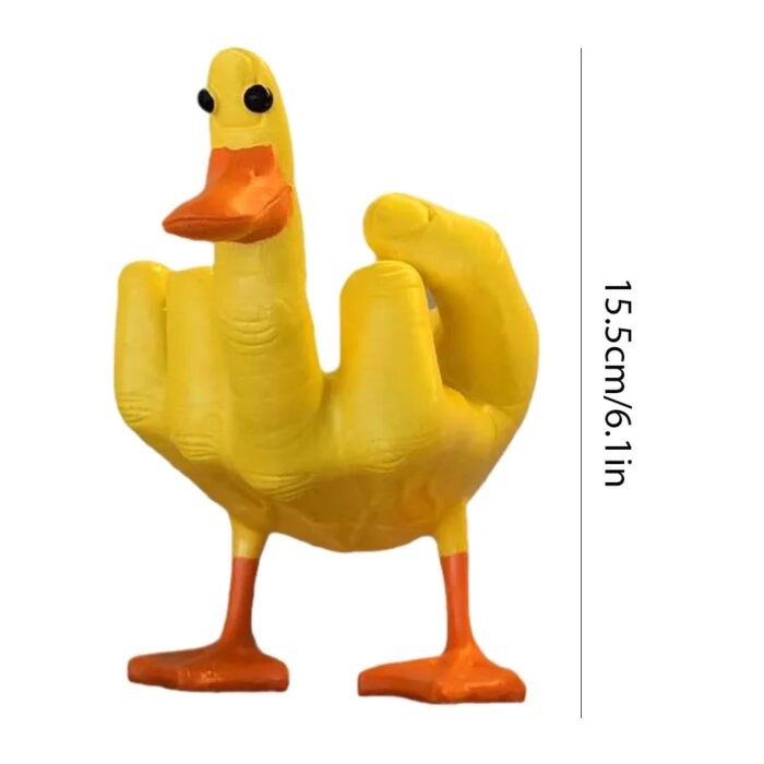 פסל מצחיק בעיצוב ברווז משולב אצבע משולשת