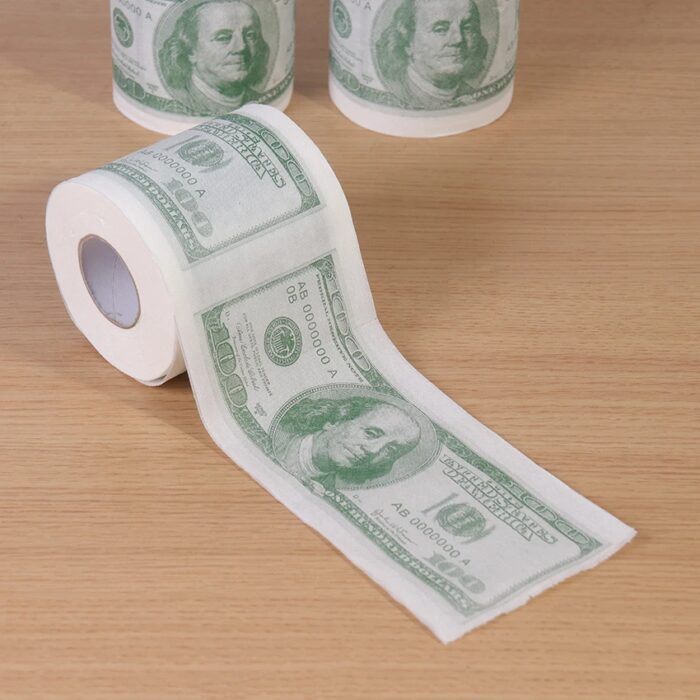 גליל נייר טואלט בעיצוב של שטרות 100 דולר