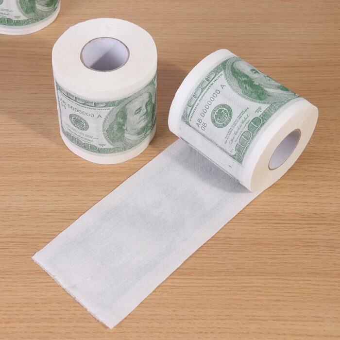 גליל נייר טואלט בעיצוב של שטרות 100 דולר