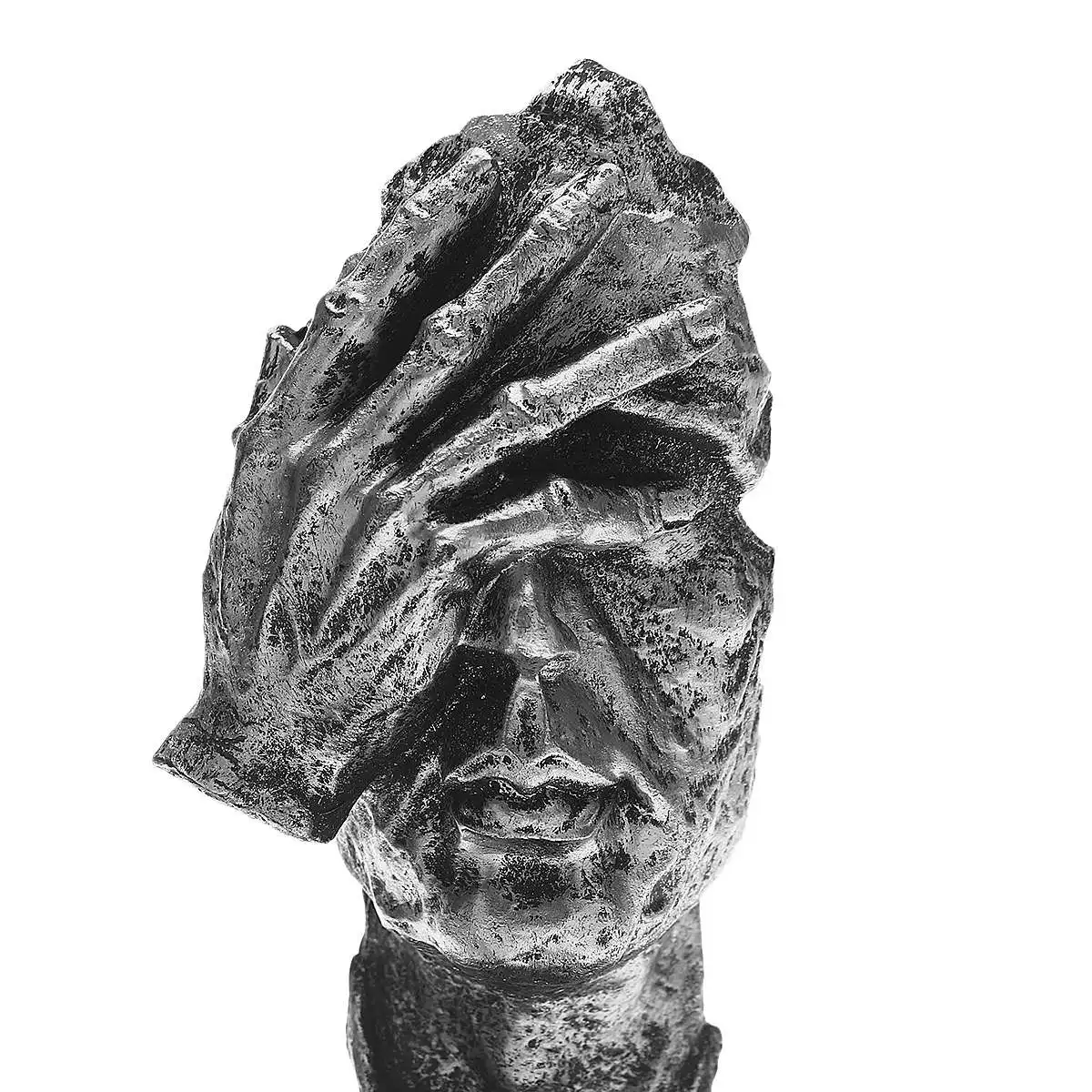 פסל שרף מודרני לבית בעיצוב פרצוף עם יד במגוון צורות