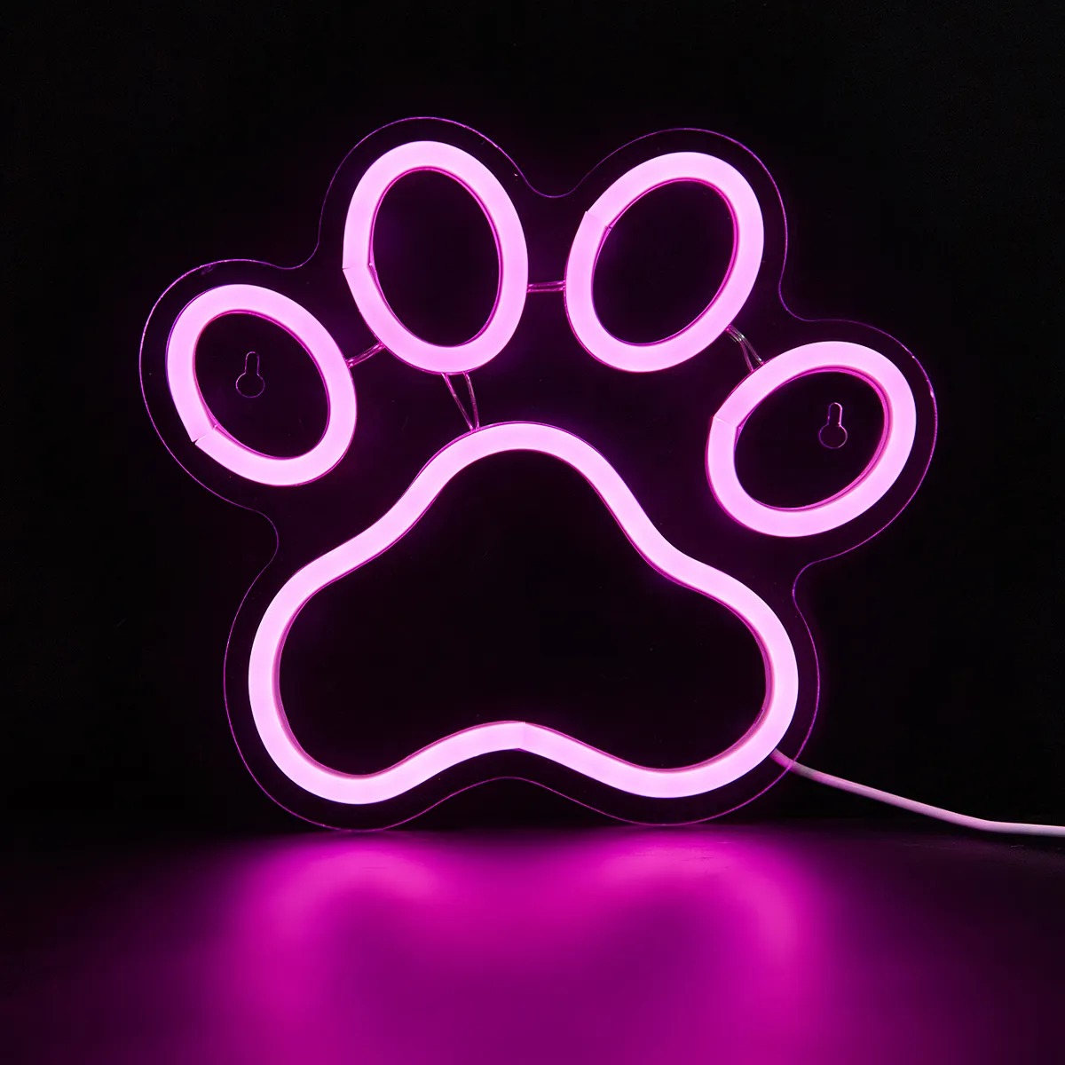 מנורת לד ורודה לבית בעיצוב כף רגל של כלב פועלת באמצעות USB