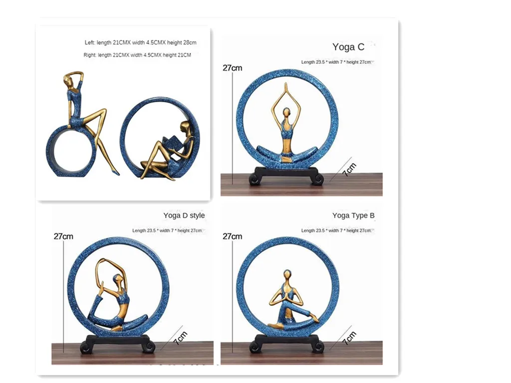 פסל דקורטיבי לבית בעיצוב אישה עושה יוגה בתנוחות שונות