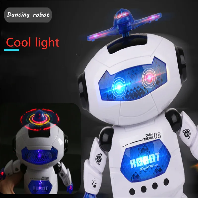 רובוט צעצוע על סוללות מנגן רוקד ומסתובב עם תאורות לד
