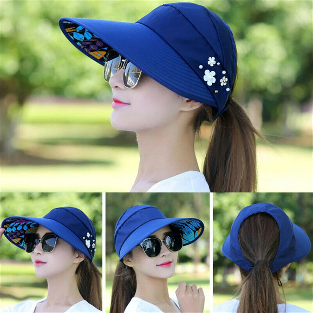 כובע מצחיה לנשים מבד נושם עם שוליים רחבים להגנה מקרינת השמש במגוון צבעים