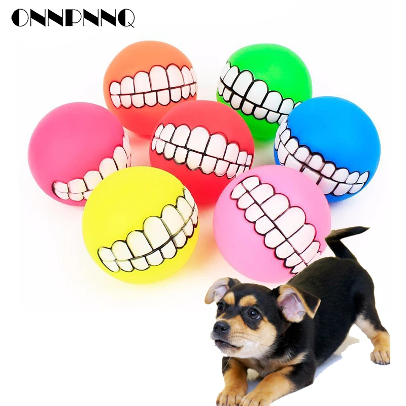 כדור משחק מצחיק לכלבים בעיצוב שיניים לחשיפת חיוך