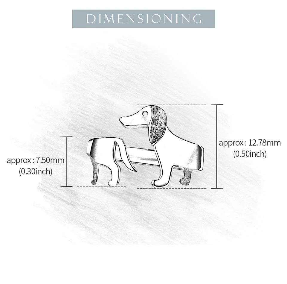 טבעת בעיצוב כלב נקניקיה ארוך עשויה מכסף סטרלינג 925 בגודל מתכוונן לכל אצבע