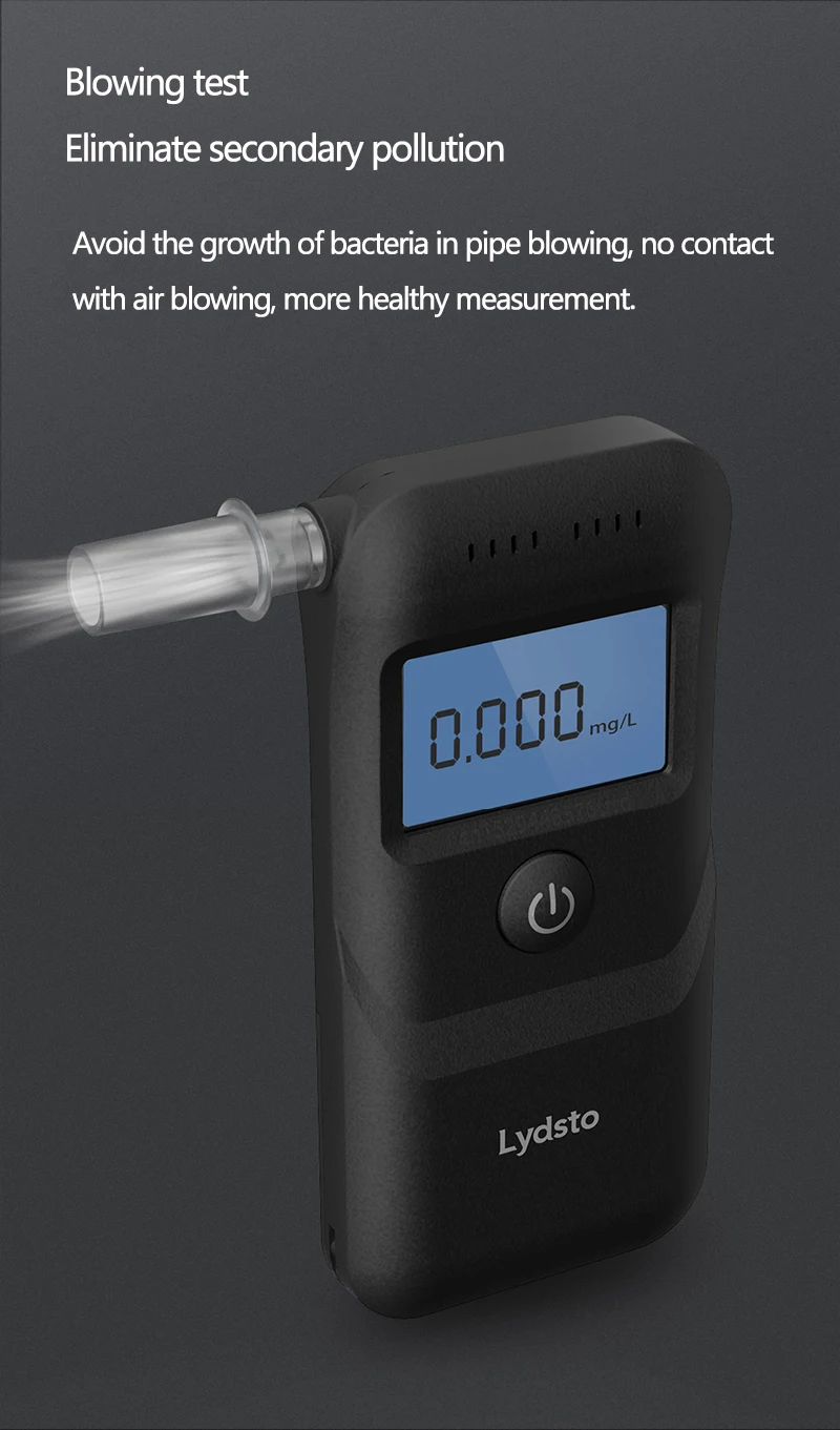 מכשיר ינשוף דיגיטלי למדידת כמות האלכוהול בנשיפה עם אזהרה כשכמות האלכוהול גדולה