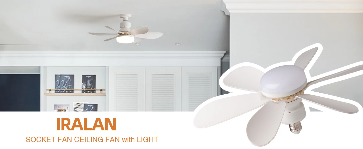 מאוורר תקרה אוניברסלי מתברג לכל בית מנורה רגיל עם נורת LED ושלט לשינוי גוון ומטפרטורת האור