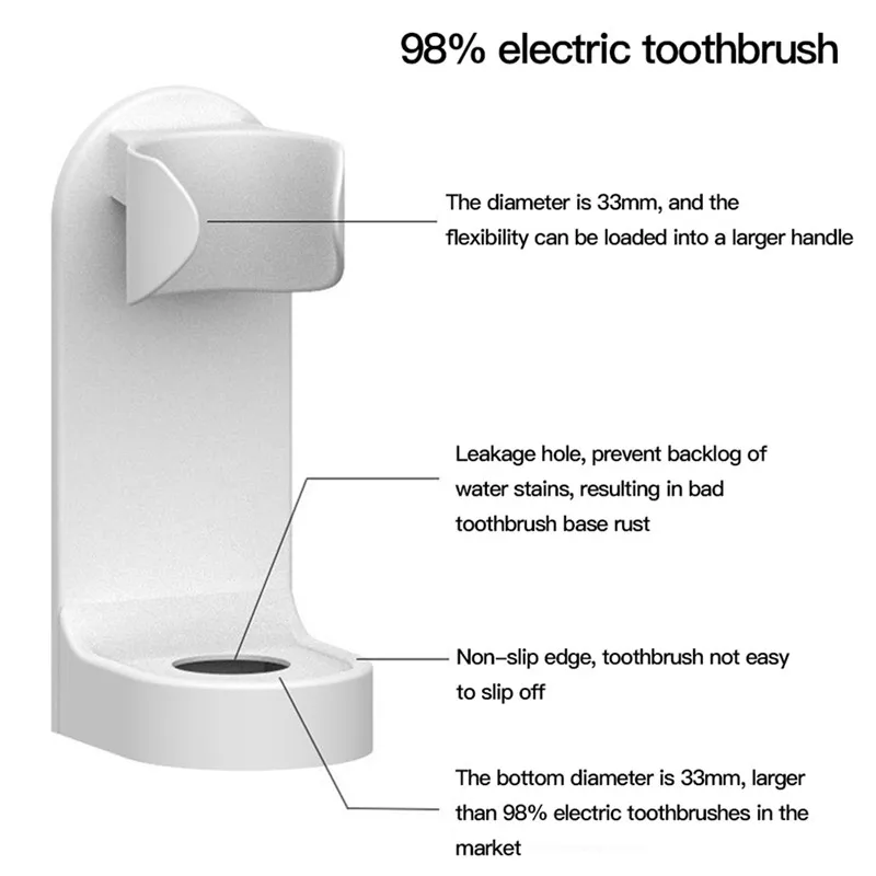 מתלה למברשת שיניים חשמלית נדבק לקיר לייבוש ומניעת עובש