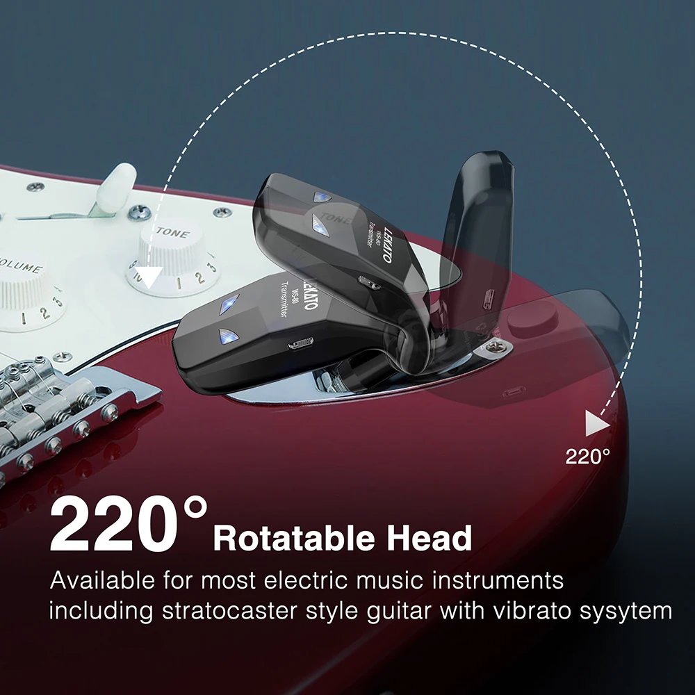 מערכת גיטרה אלחוטית עם משדר ומקלט לגיטרה חשמלית - כולל סוללה נטענת