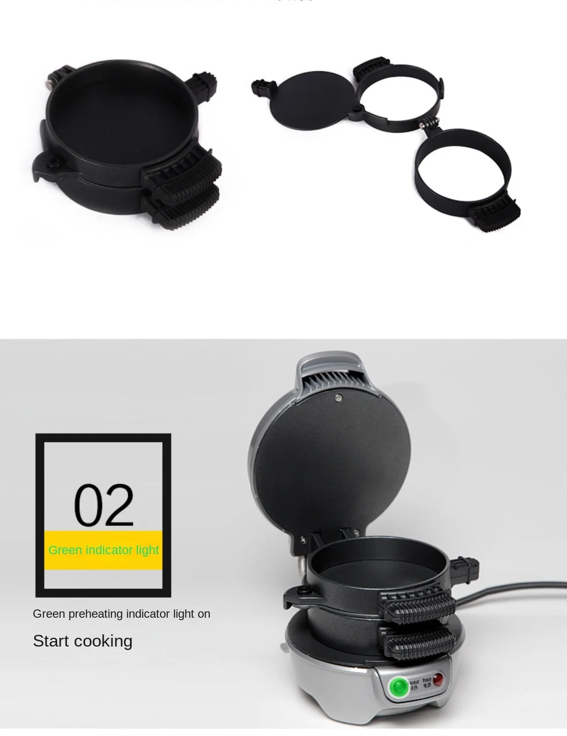 מכשיר להכנת המבורגר בקלות עם קומות ללחמניה, קציצה וביצה והגשה בקלות