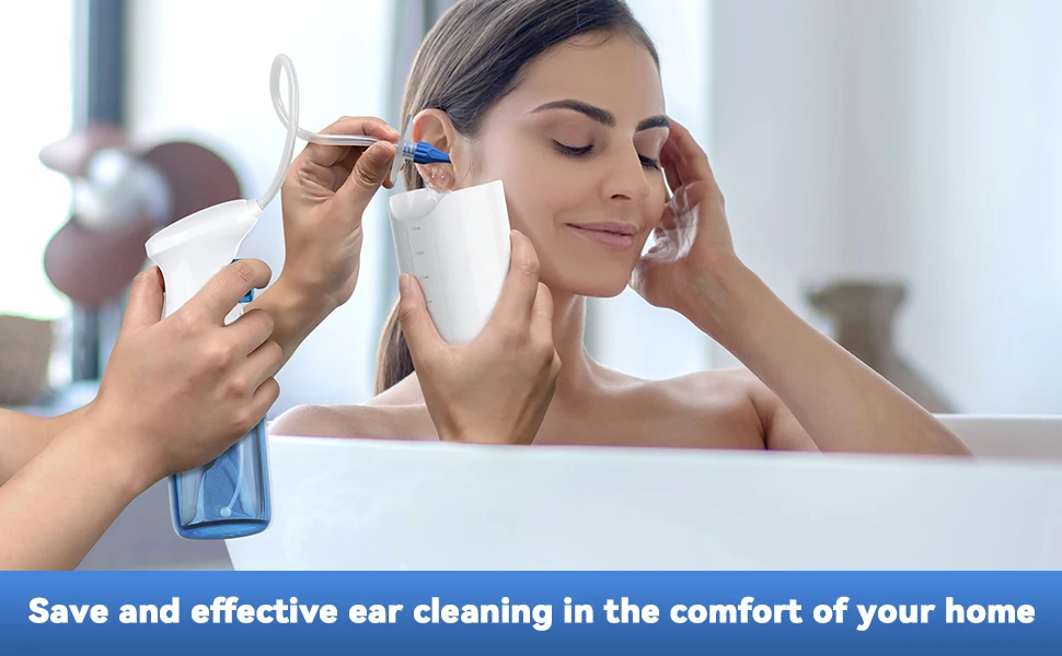 מכשיר שטיפת אוזניים להזרמת מים לאוזן בעדינות לניקוי שעווה ופתיחת סתימות