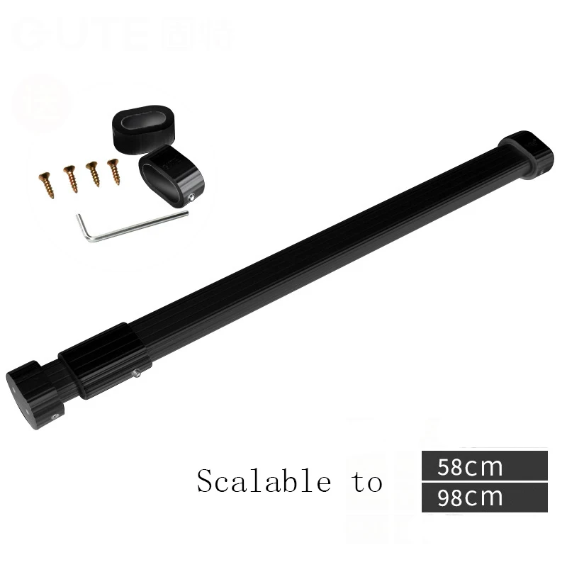 מוט תליה טלסקופי מתכוונן לארונות מאלומיניום עמיד במגוון צבעים