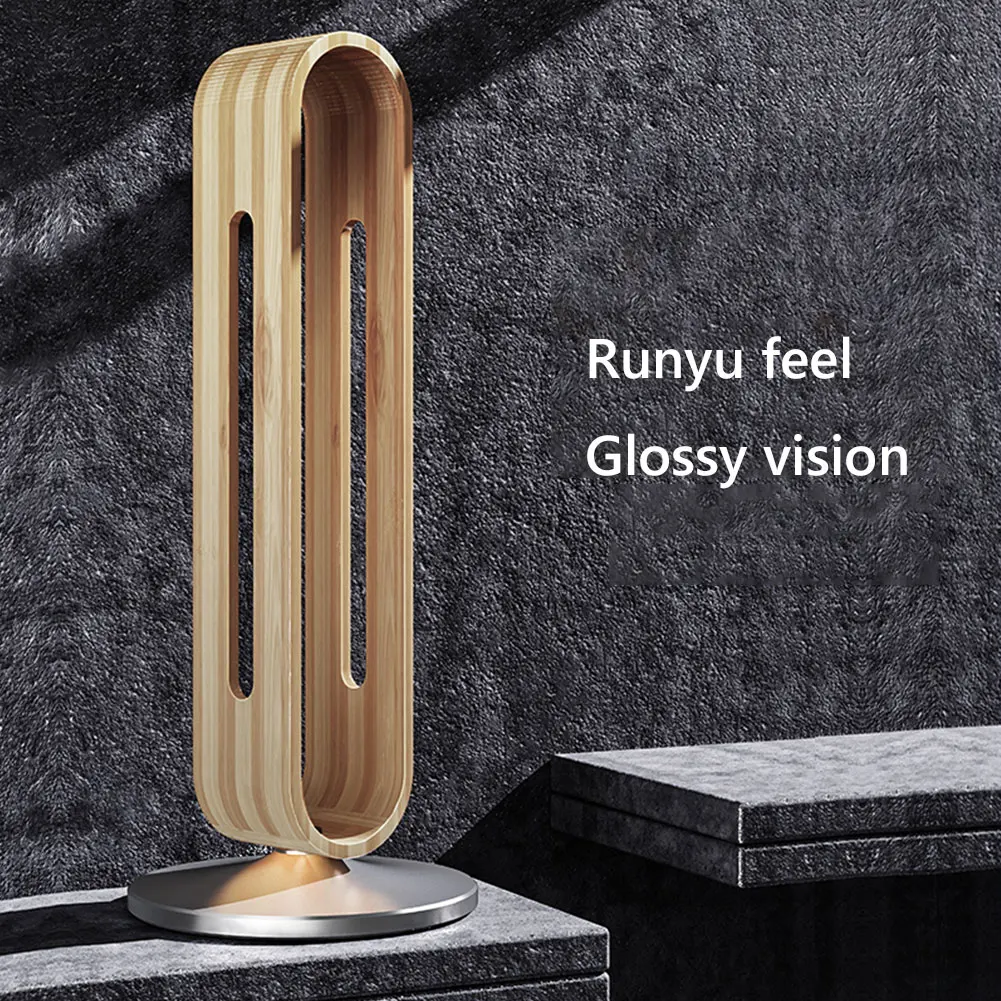 מעמד אוזניות דקורטיבי עשוי עץ במבוק עם רגל אלומיניום