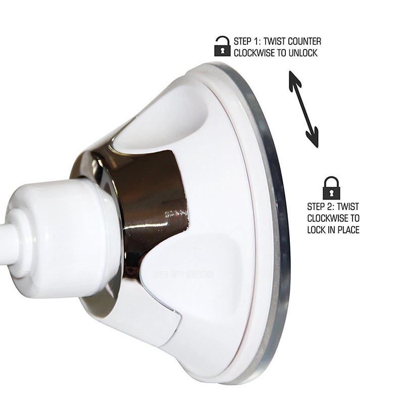 מראת איפור נוגדת אדים עם מתקן ואקום, סיבוב 360°, למקלחת, גילוח ואמבטיה