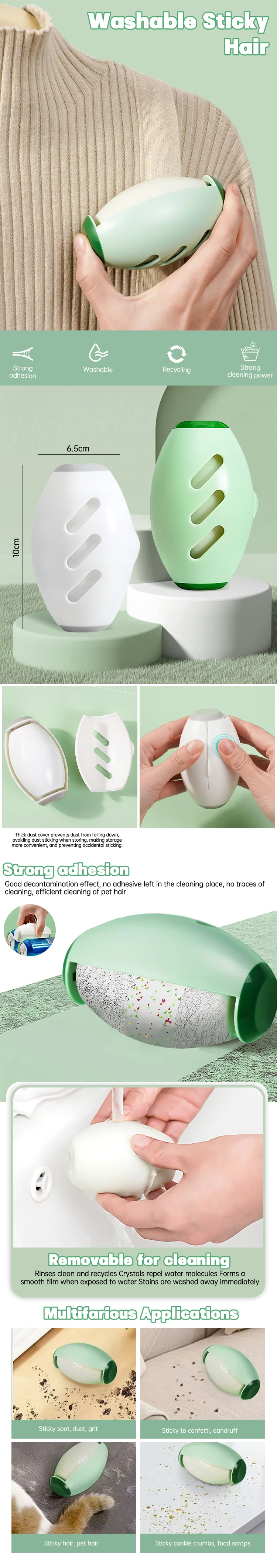 רולר מקצועי דביק ורחיץ לניקוי שיער ופרווה – פתרון נייד להסרת שיער, אבק ושאריות מזון