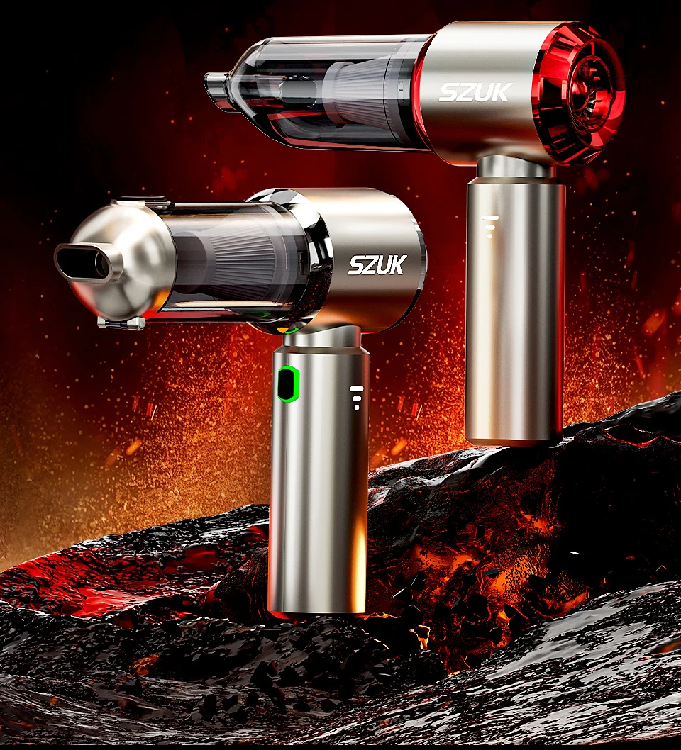 מיני שואב אבק נטען נייד עם עוצמת יניקה חזקה במיוחד ופונקציית מפוח לניקוי יעיל וניפוח