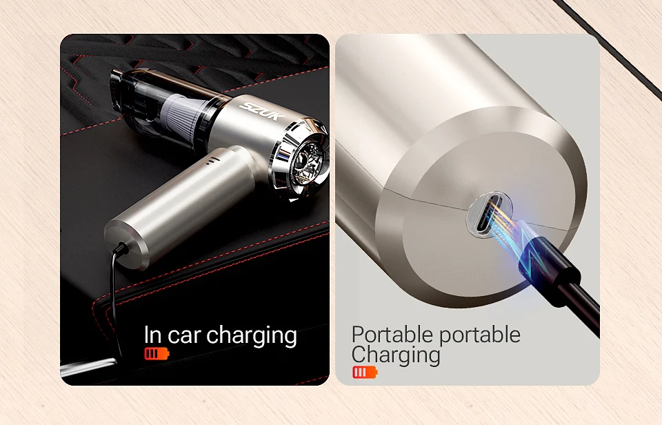 מיני שואב אבק נטען נייד עם עוצמת יניקה חזקה במיוחד ופונקציית מפוח לניקוי יעיל וניפוח