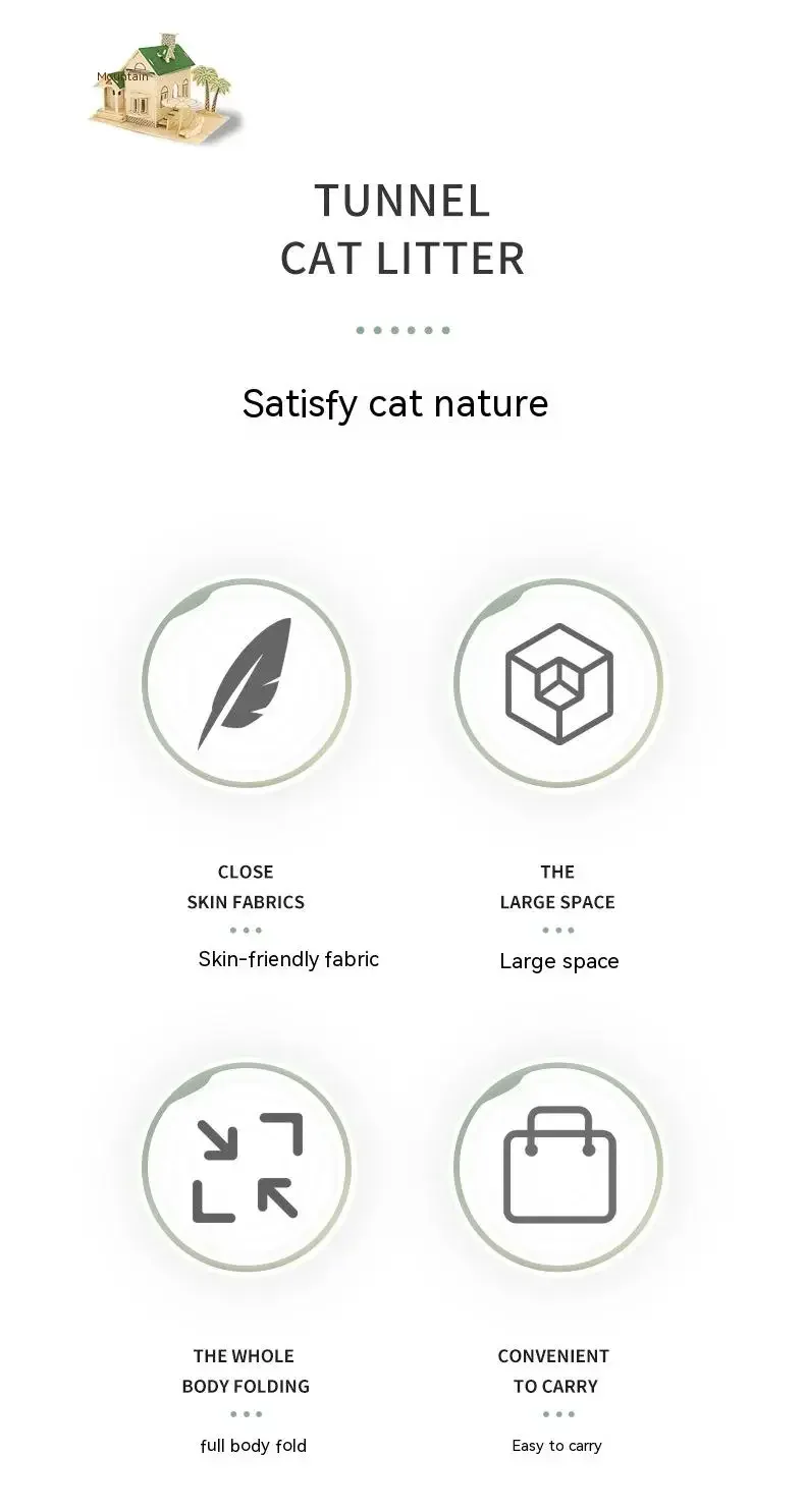 מיטת חתולים רכה עם מנהרה מובנית בתוכה