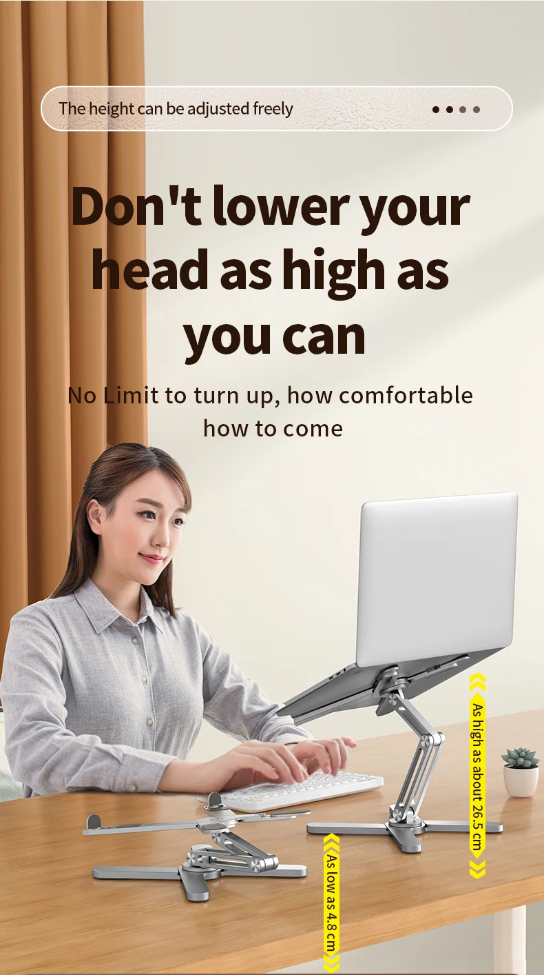 סטנד אלומיניום למחשב נייד מתקפל עם סיבוב 360° ומניעת התחממות