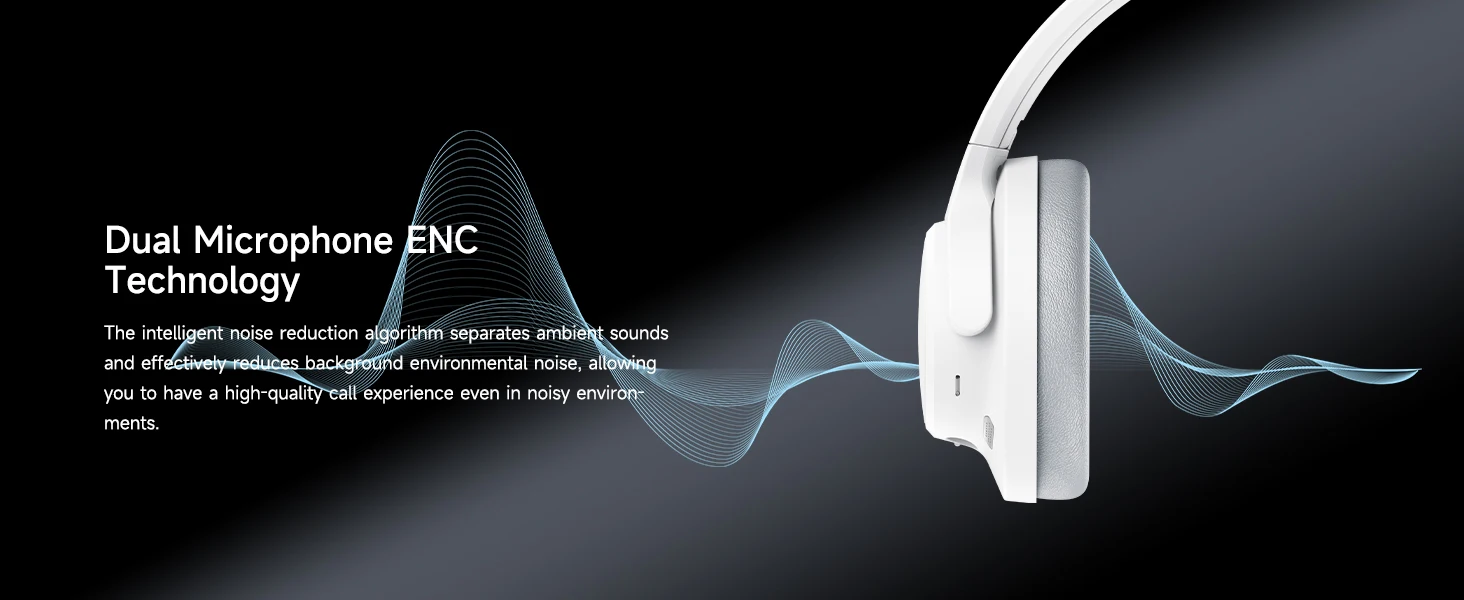 אוזניות בלוטות' Space נטענות עם ביטול רעשים היברידי, מיקרופון, חיבור כפול וזמן נגינה של 123 שעות