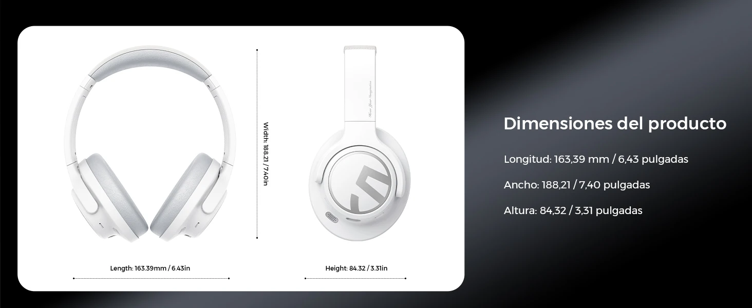 אוזניות בלוטות' Space נטענות עם ביטול רעשים היברידי, מיקרופון, חיבור כפול וזמן נגינה של 123 שעות