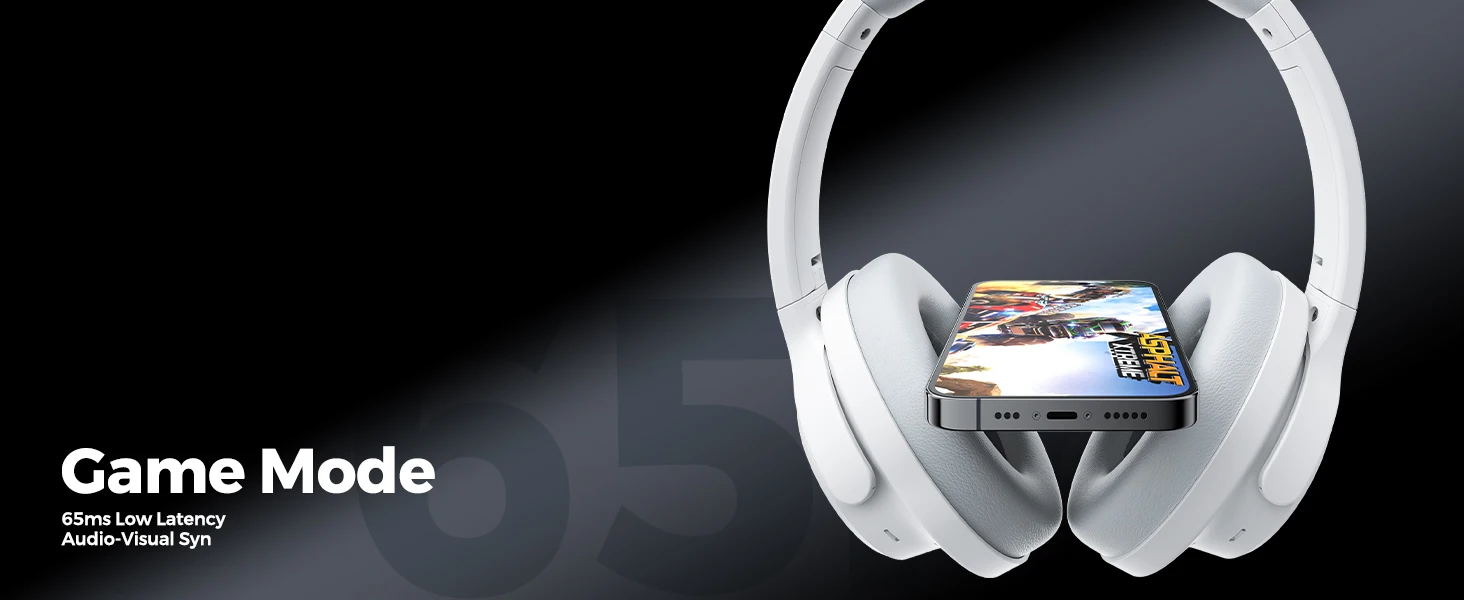 אוזניות בלוטות' Space נטענות עם ביטול רעשים היברידי, מיקרופון, חיבור כפול וזמן נגינה של 123 שעות