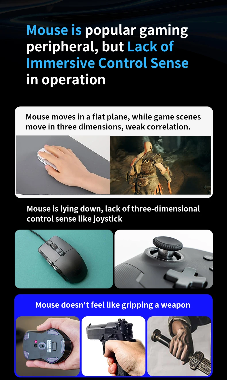 עכבר גיימינג אקדח למשחקי יריות במחשב לתחושה מציאותית