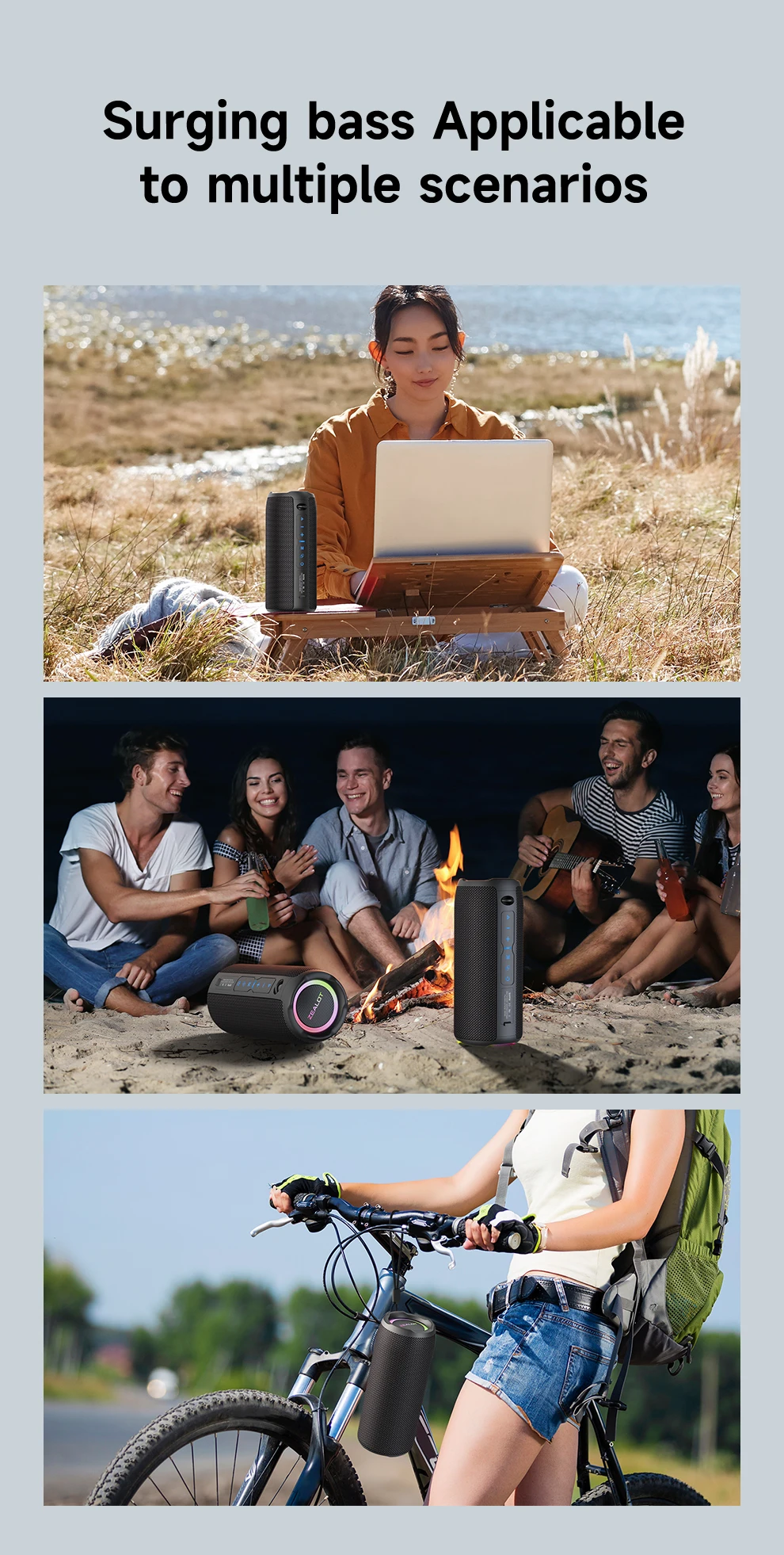 רמקול בלוטות' נייד 20W – עמיד למים IPX6, סאונד עוצמתי ובוסט לבס