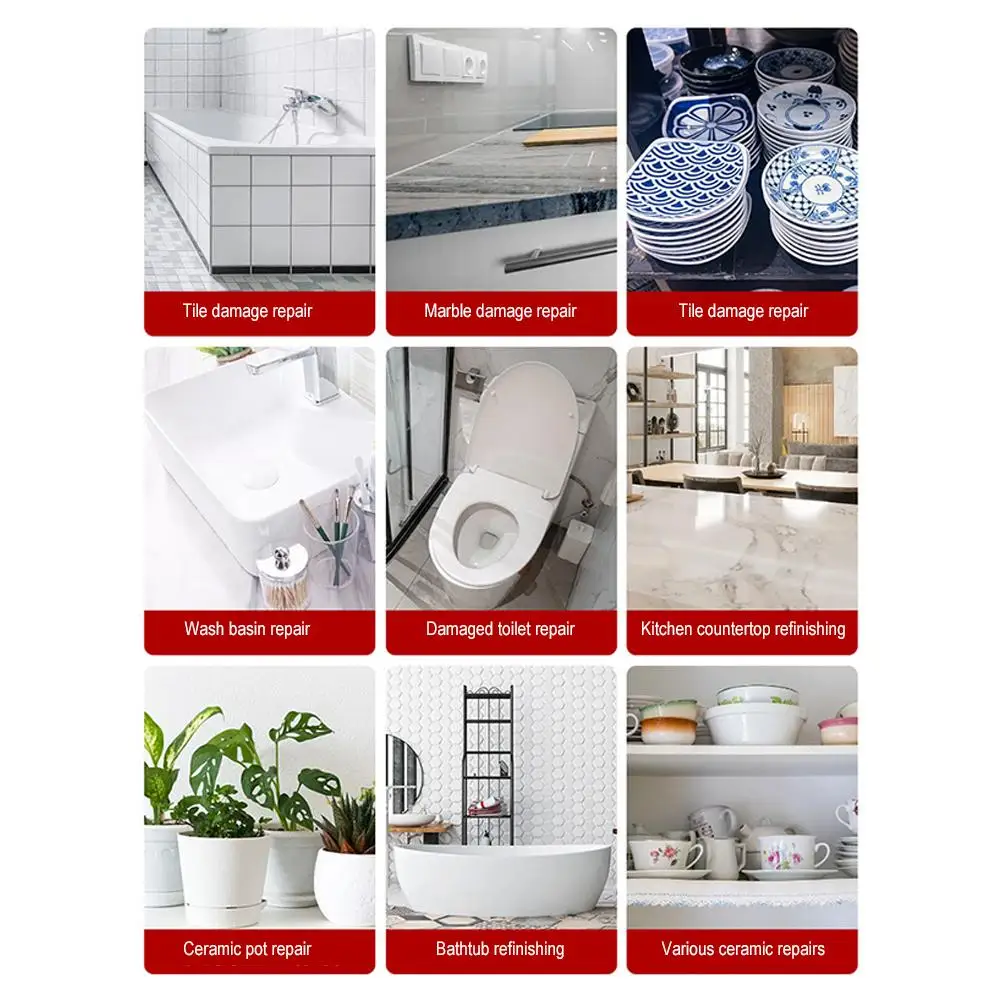 משחת תיקון לקרמיקה ואריחים - לתיקון סדקים באמבטיה, בכיור ובזיגוג עם הדבקה חזקה במיוחד