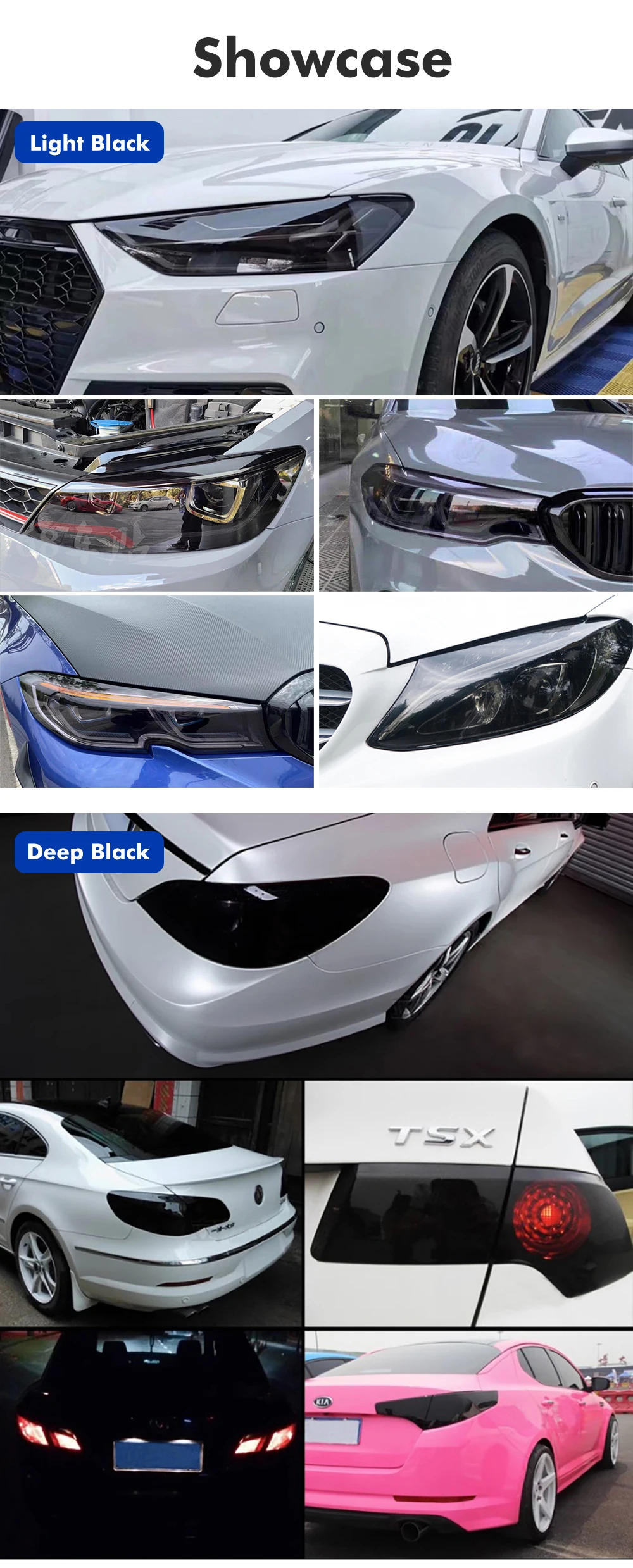 כיסוי מגן שקוף מעושן בהיר לפנסי לרכב - סרט PVC להדבקה על פנסים קדמיים ואחוריים