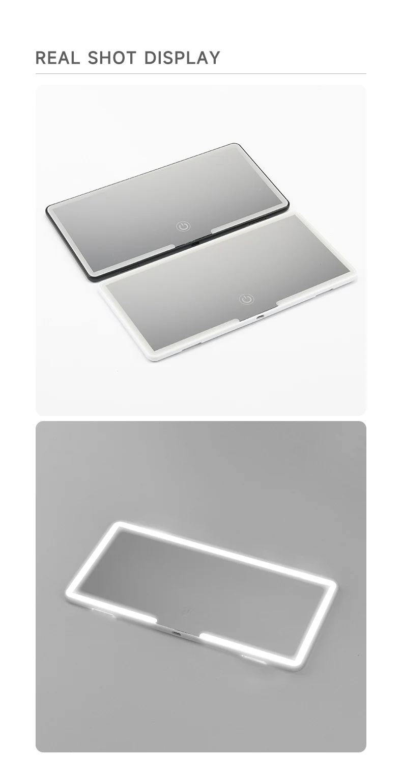Car Interior Mirrors Sun Visor Plate LED HD Makeup Mirror for Girls Women Rechargeable Fill Light Universal Thin Vanity Mirror