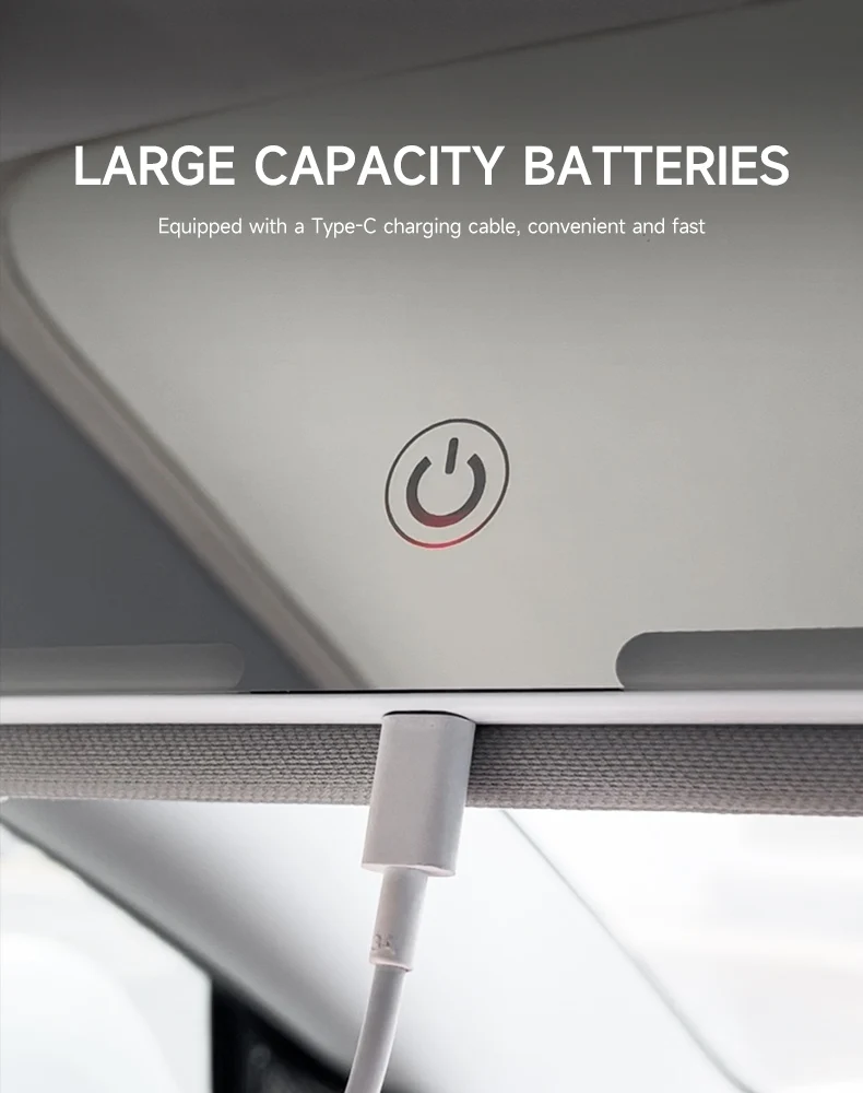 Car Interior Mirrors Sun Visor Plate LED HD Makeup Mirror for Girls Women Rechargeable Fill Light Universal Thin Vanity Mirror