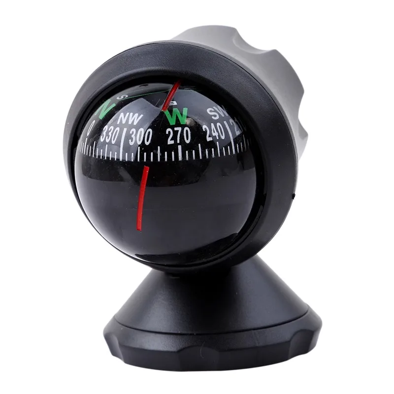 מצפן לרכב בצורת כדור מסתובב 360 מעלות, עמיד במים, כולל כוסית ואקום לחיבור נוח ברכב