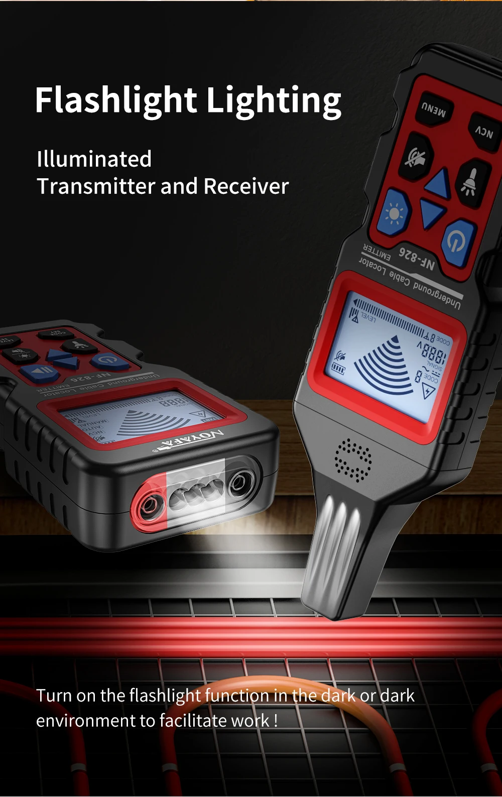 גלאי כבלים תת-קרקעיים לאיתור חוטים, צנרת מים וגז, ותשתיות חשמל בתוך קירות ובאדמה