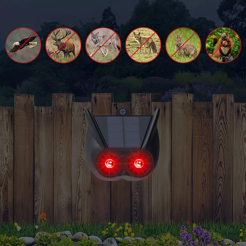 דוחה חיות אולטרסוני סולארי לגינה - מרחיק ציפורים, חתולים, כלבים, עכברים עם חיישן תנועה חכם