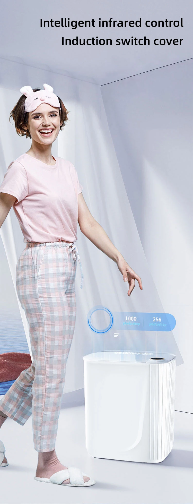 פח אשפה חכם 20 ליטר נטען עם חיישן - מתאים לחדר האמבטיה, המטבח או השירותים