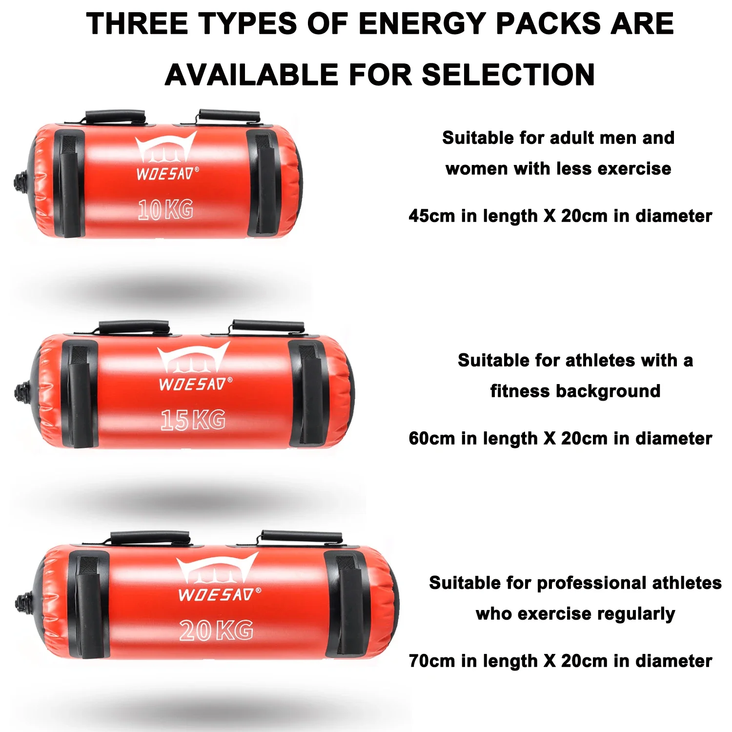 שק מים מתנפח לאימון וכושר - 10/15/20 ק״ג לשיפור ביצועים וסיבולת בכל מקום