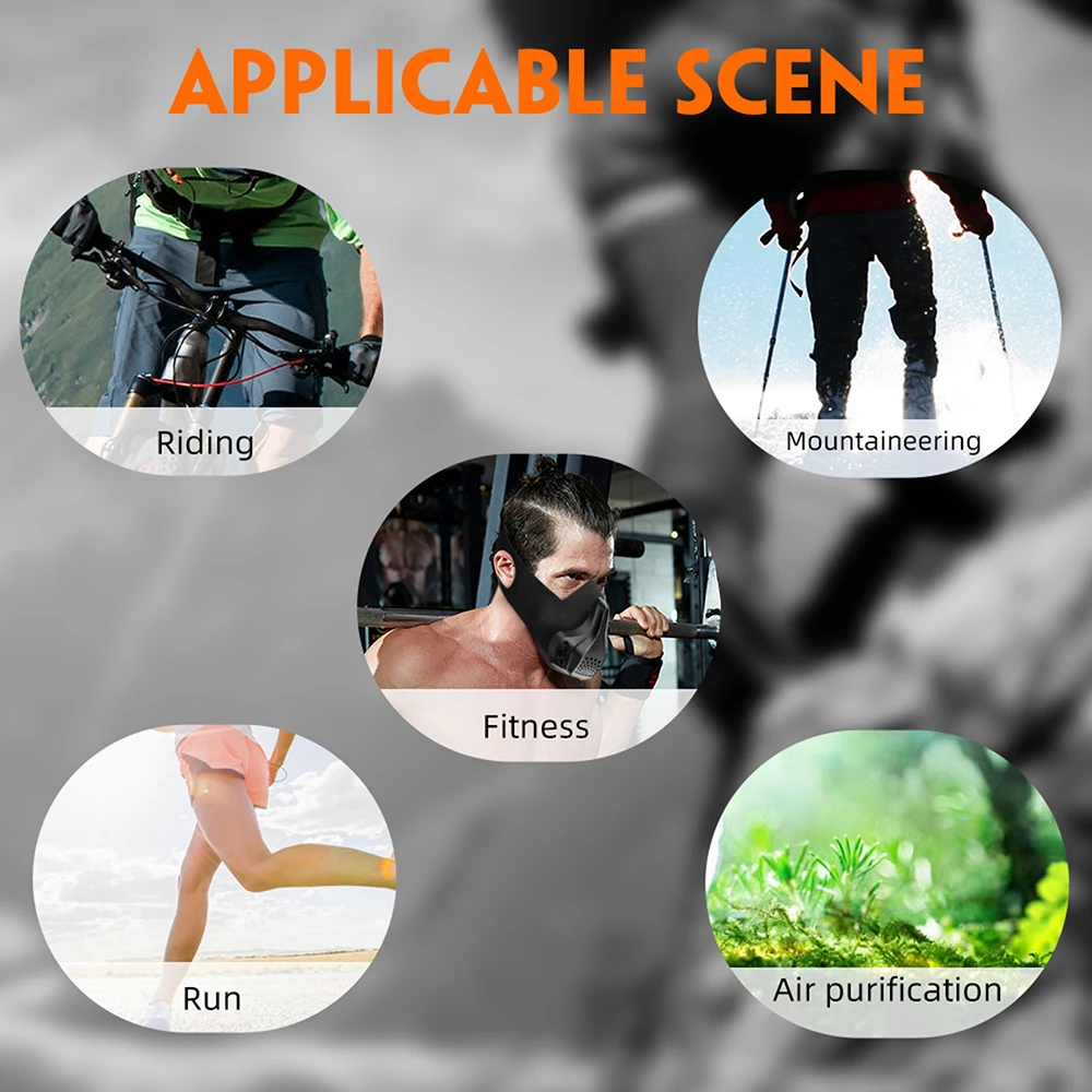 מסכת ספורט מתכווננת עם 48 רמות התנגדות נשימה לאימוני ריצה, חדר כושר ושיפור סיבולת פיזית