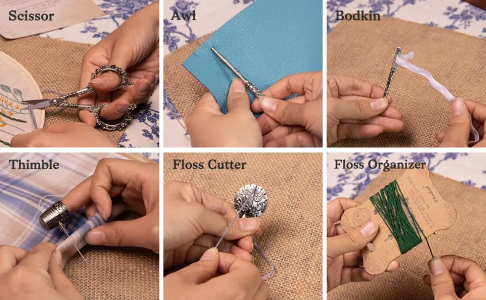 ערכת תפירה וינטג' מלאה עם קופסה אירופאית עתיקה