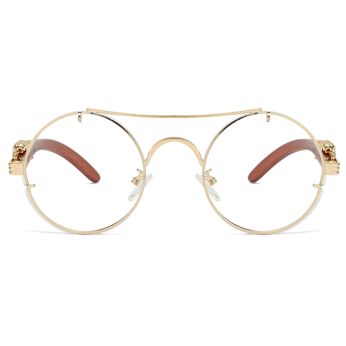 משקפי שמש עגולים וינטג' עם גשר כפול בעיצוב יוקרתי לגברים ונשים