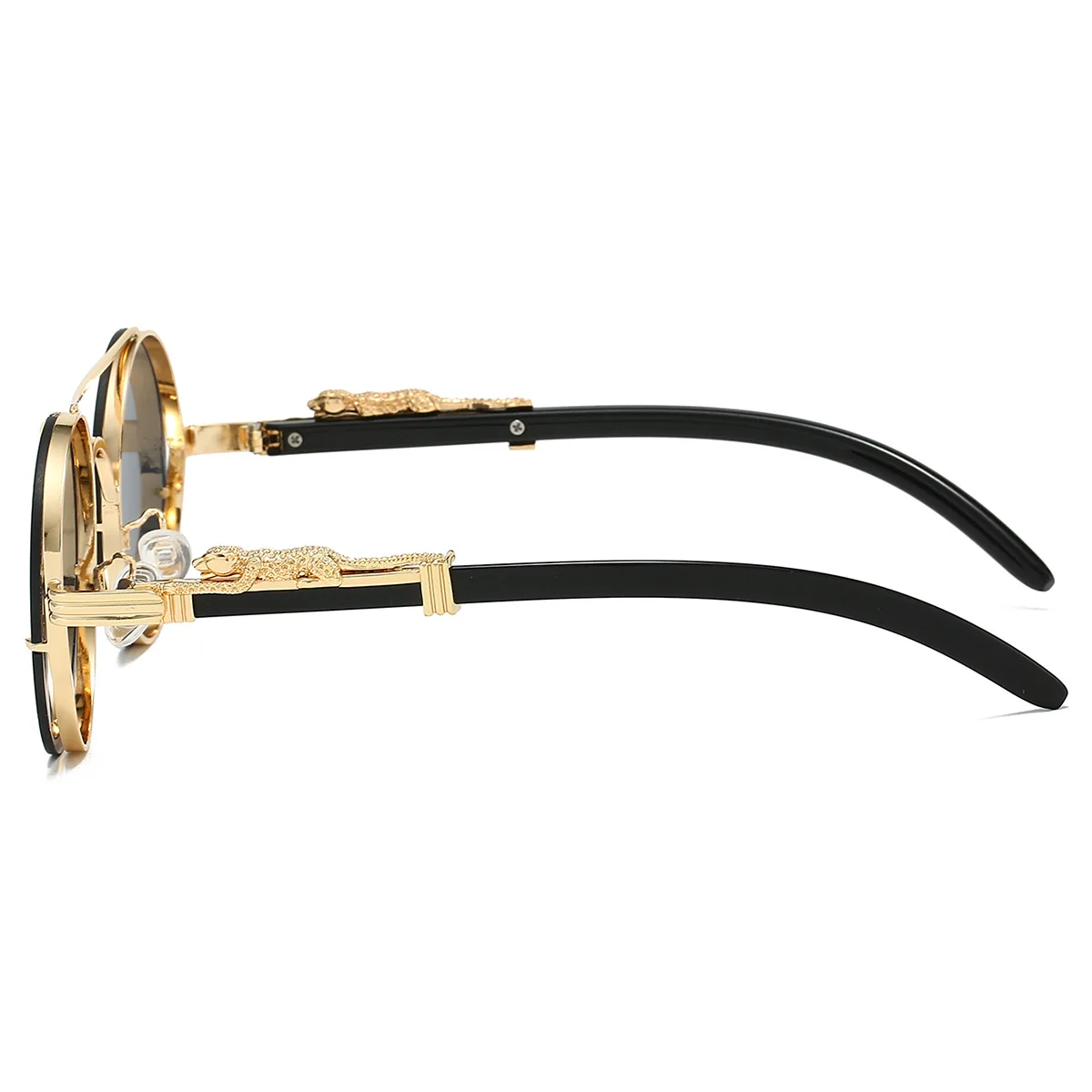 משקפי שמש עגולים וינטג' עם גשר כפול בעיצוב יוקרתי לגברים ונשים