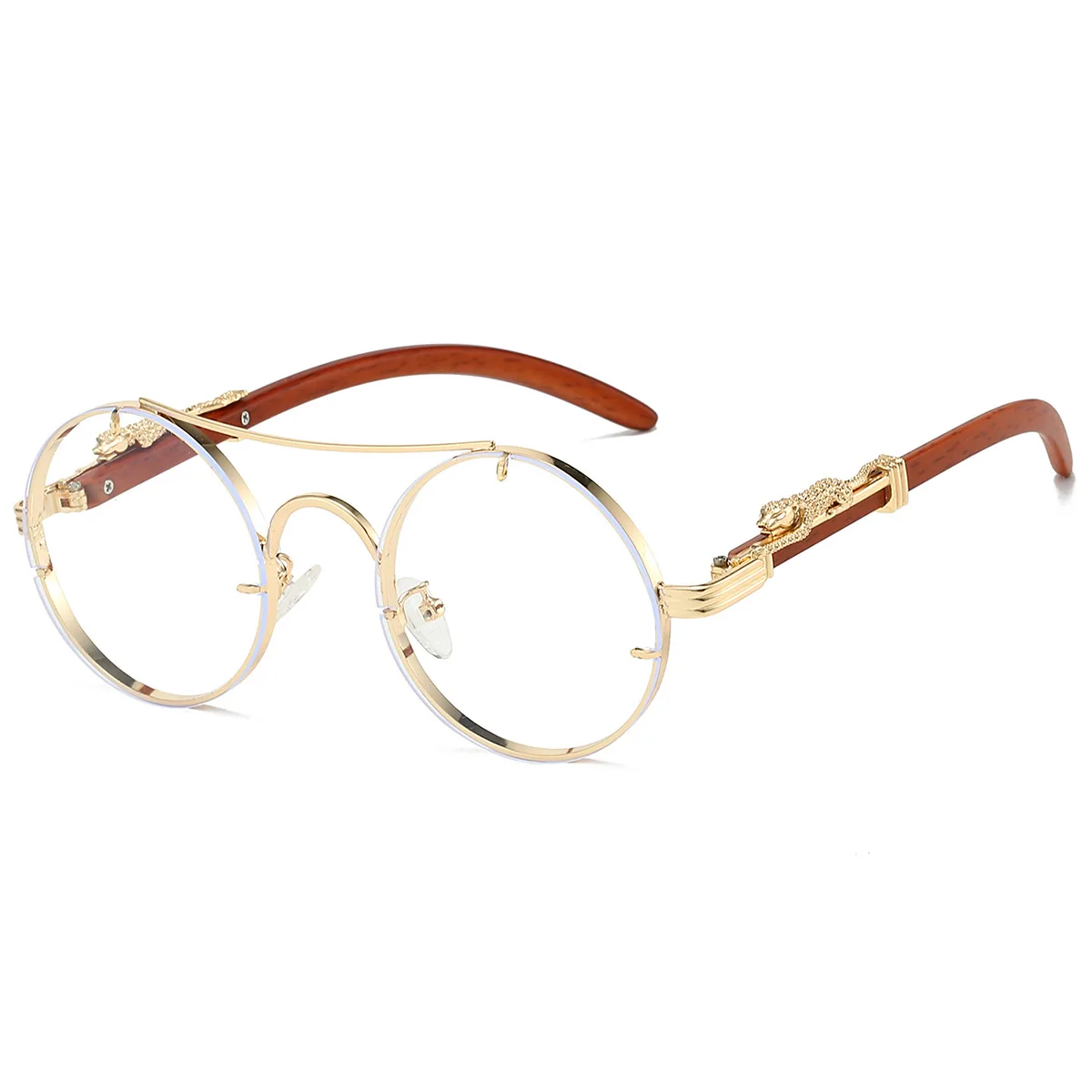 משקפי שמש עגולים וינטג' עם גשר כפול בעיצוב יוקרתי לגברים ונשים