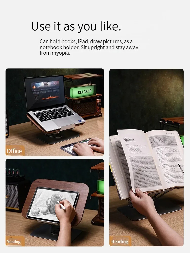 MUMUCC Multifunctional Foldable And Adjustable Aluminum Alloy Reading Stand With Spring Clip For Laptops, Tablets & Thick Books