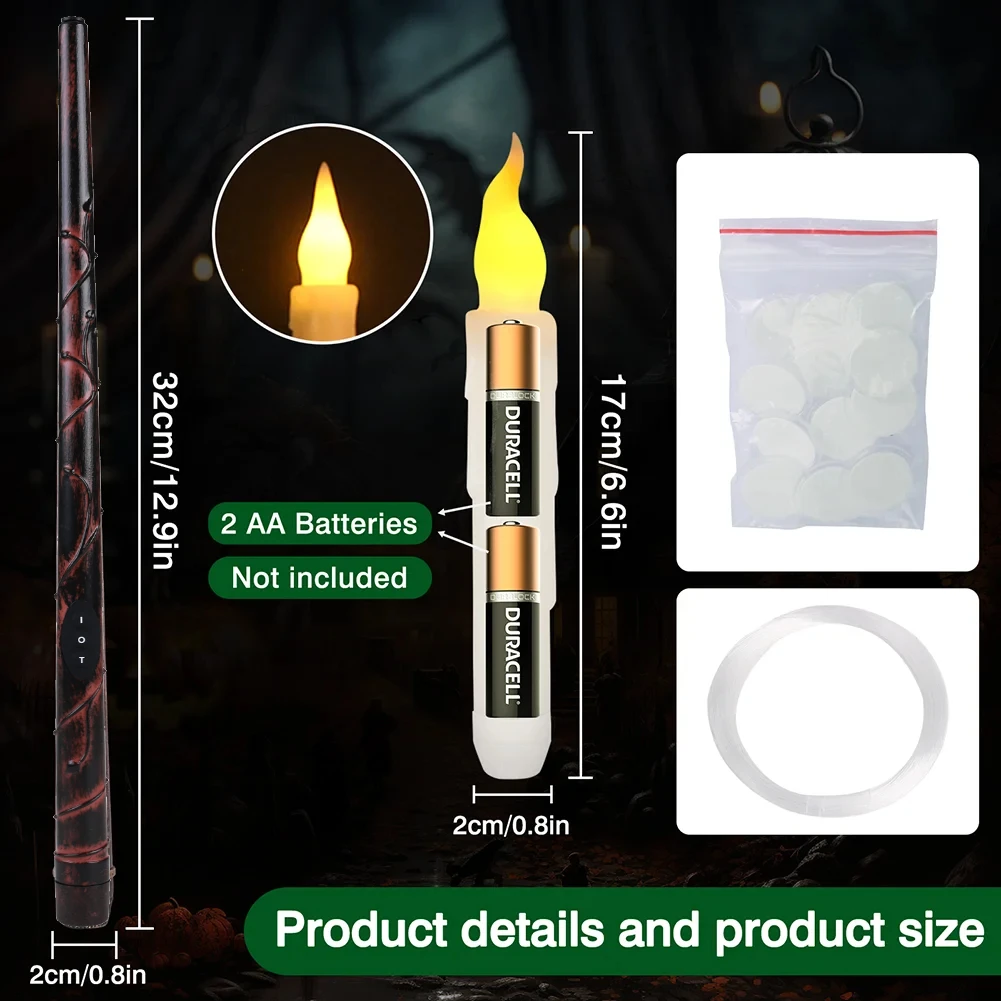 סט נרות חשמליים נדלקים באמצעות מטה קסמים