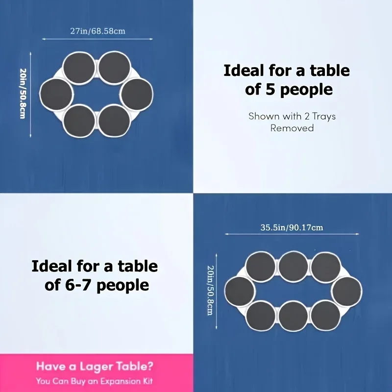 מגשים מסתובבים לייזי סוזן למטבח, לשולחן ולמסיבות עם 4/6/8 מגשים לבחירה