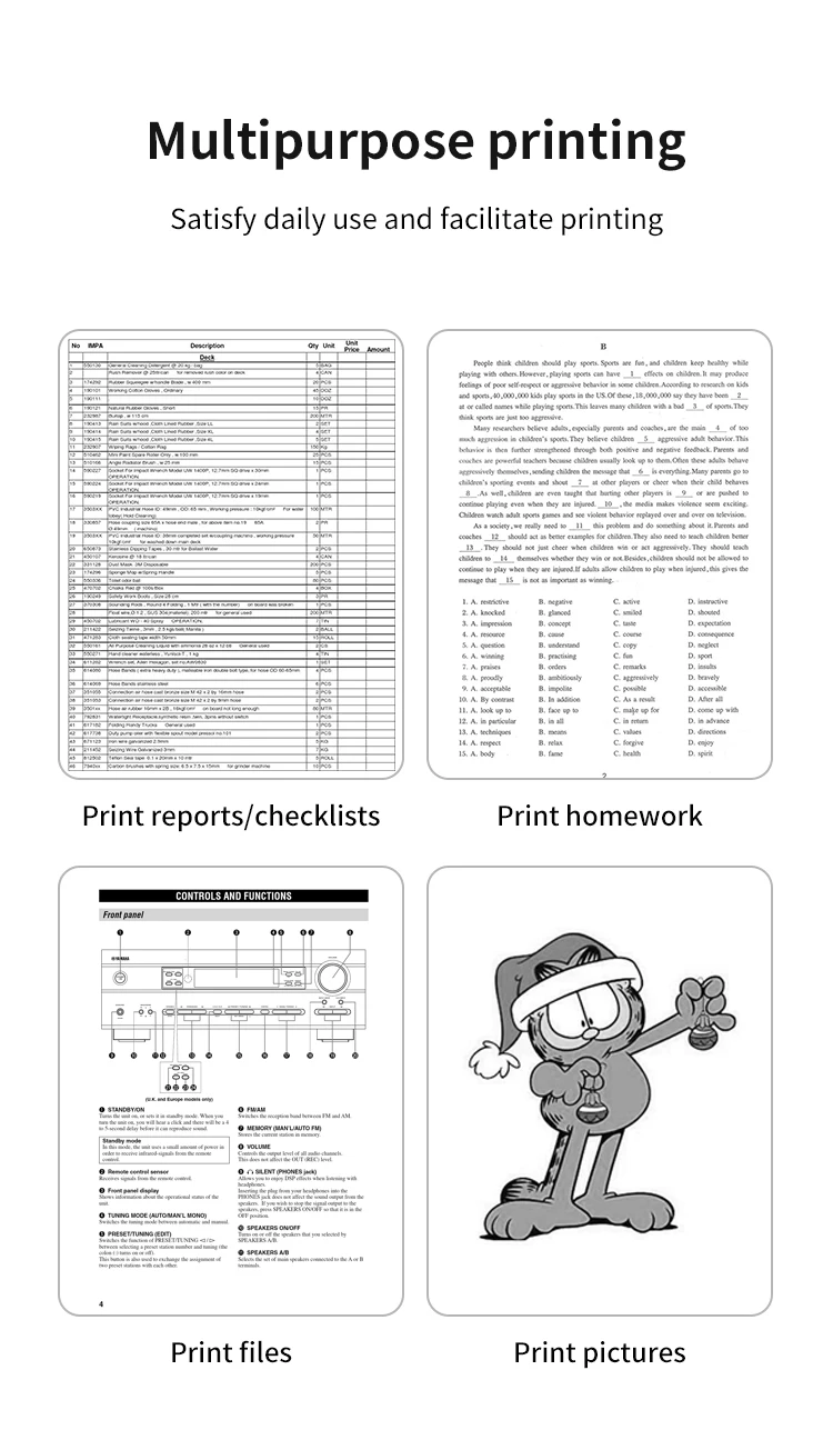 מדפסת תרמית ניידת ללא דיו עם חיבור בלוטות' להדפסה מהמחשב או מהטלפון